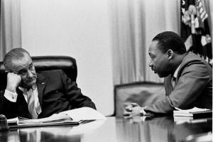 640px-Martin_Luther_King,_Jr._and_Lyndon_Johnson_2 Dr. Martin Luther King, Jr., with President Lyndon B. Johnson. (Yoichi R. Okamoto via Wikimedia Commons)