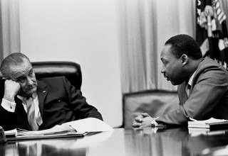 Martin Luther King, Jr., with Pres. Lyndon B. Johnson. (Yoichi R. Okamoto via Wikimedia Commons)