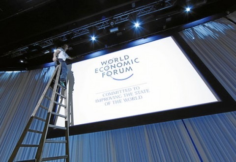 Setting up at the 2012 WEF meeting in Davos, Switzerland. (World Economic Forum via Wikimedia Commons)