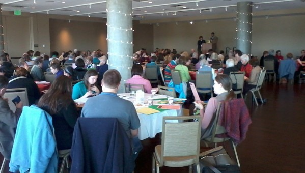 Participants listen during an award presentation at the Faith Advocacy Day 2012 held in the History Colorado building in downtown Denver. (Marrton Dormish)